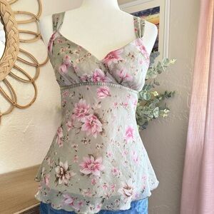 Vintage Y2K Floral Dainty Delicate Soft Babydoll Top